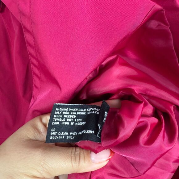 London Fog Trench Coat Womens Large Hot Pink Lined Classic Retro Longline Jacket - Picture 6 of 14